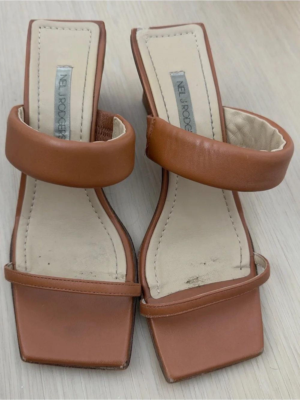 Tan Wedge Slide Sandals - Size 38